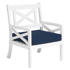 Krzesło z litego drewna białe z poduszką ciemnoniebieską BALTIC