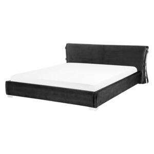 Łóżko welur czarne 160 x 200 cm PARIS