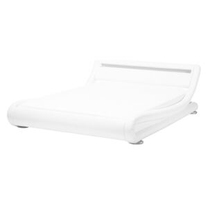 Łóżko białe LED 160 x 200 cm skóra ekologiczna AVIGNON