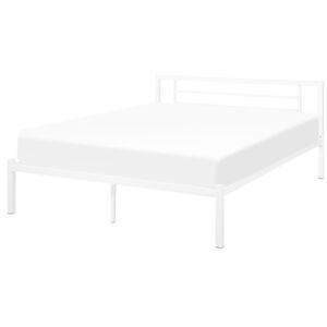 Metalowe białe łóżko ze stelażem 160 x 200 cm CUSSET