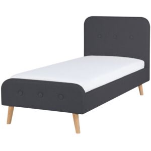 Łóżko ciemnoszare ze stelażem 90x200 cm tapicerowane - RENNES