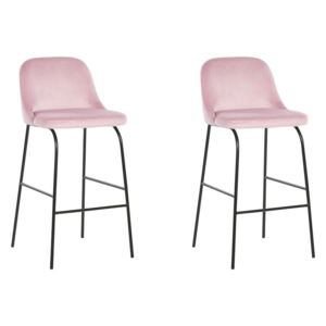 Zestaw 2 krzeseł barowych welurowy różowy NEKOMA