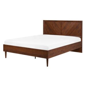 Łóżko LED 160 x 200 cm ciemne drewno MIALET