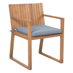 Drewniane krzesło ogrodowe z niebieską poduchą SASSARI