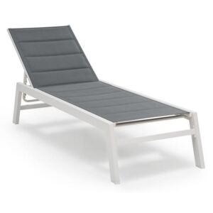Blumfeldt Renazzo Lounge, leżak, 70/30 PVC/PE, aluminium 6-stopni, biały / szary