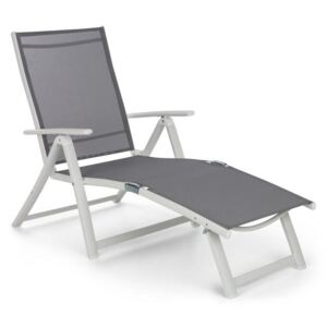 Blumfeldt Pomporto Lounge leżak PVC PE aluminium 7-stopni biały/jasnoszary