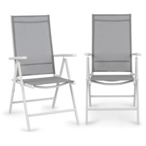 Blumfeldt Almeria krzesło składane zestaw 2 szt. 59,5x107x68 cm ComfortMesh aluminium białe