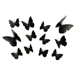 Naklejki na ścianę Motyle 3D Czarne WS-0342