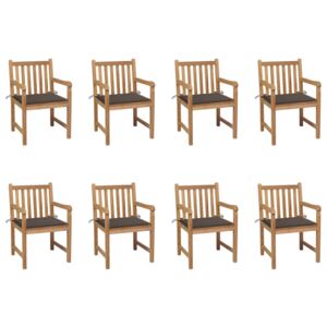 Krzesła ogrodowe, 8 szt., poduszki taupe, drewno tekowe