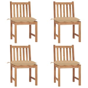 Krzesła ogrodowe, 4 szt., z poduszkami, lite drewno tekowe