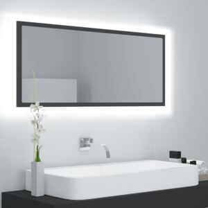 Lustro łazienkowe z LED, szare, 100x8,5x37 cm, płyta wiórowa