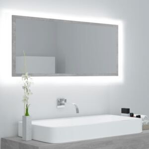 Lustro łazienkowe z LED, szarość betonu, 100x8,5x37 cm, płyta