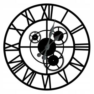 Duży zegar metalowy "Loft z trybami" 40cm