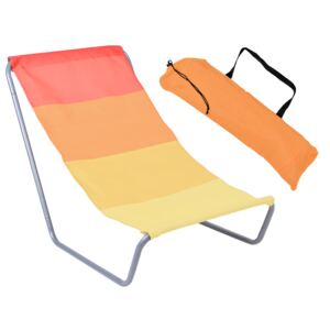 Leżak turystyczny plażowy składany Olek - pomarańczowe pasy