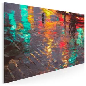 Odbicie deszczowego miasta - nowoczesny obraz na płótnie - 120x80 cm