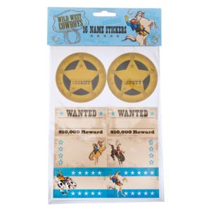 Zestaw 21 samoprzyleponych etykietek imiennych Neviti Wild West Cowboys