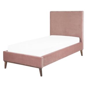 Łóżko różowe tapicerowane 90 x 200 cm BAYONNE