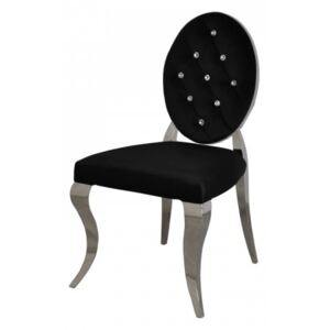 Krzesło glamour Leonardo Black - nowoczesne krzesła pikowane kryształkami