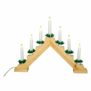 Drewniany świecznik świąteczny 7 diod LED - lampki jak świece