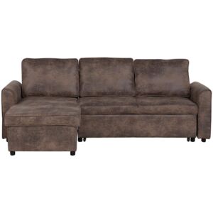Sofa tapicerowana narożna brązowa prawostronna NESNA