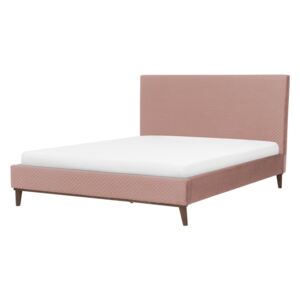 Łóżko różowe tapicerowane 160 x 200 cm BAYONNE