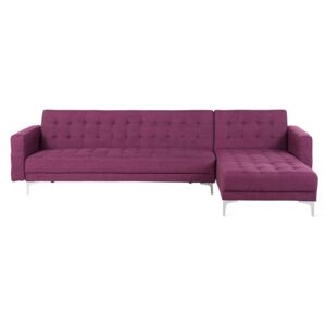 Sofa lewostronna fioletowa tapicerowana rozkładana ABERDEEN