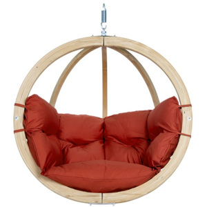 Fotel hamakowy drewniany, Czerwony Globo chair terracotta