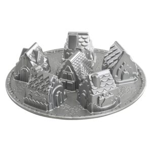 Nordic Ware Forma do 6 domków Cozy Village Bundt® srebrna