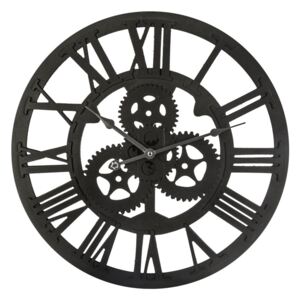 Drewniany zegar na ścianę, okrągły zegar, zegar do salonu, zegar dekoracyjny, zegar ścienny retro, zegar ścienny czarny