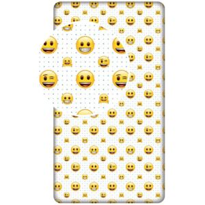 Jerry Fabrics Dziecięce prześcieradło bawełniane Emoji, 90 x 200 cm
