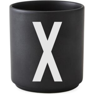 Kubek porcelanowy AJ czarny litera X