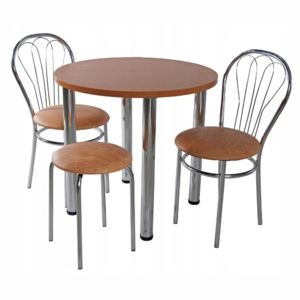 Stół koło 68 cm + 2 krzesła venus + taboret; pufa