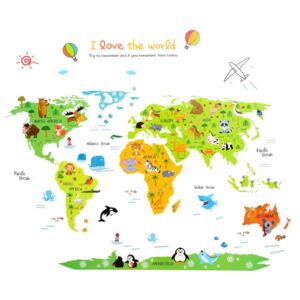 Naklejka na ścianę Mapa Świata dla dzieci WS-0207