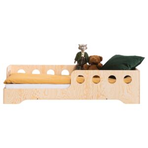 SELSEY Łóżko drewniane dla dziecka Kyori z ozdobnymi barierkami strona lewa