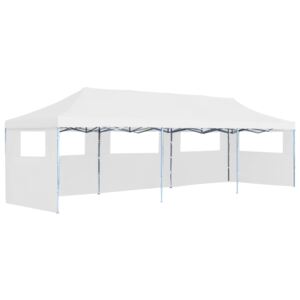 Składany namiot imprezowy z 5 ścianami bocznymi, 3 x 9 m, biały