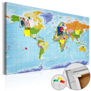 Obraz na korku - Mapa świata: Flagi państw [Mapa korkowa]