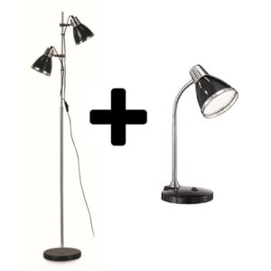 Ideal Lux lampa stojąca Elvis Black + lampka stołowa, BEZPŁATNY ODBIÓR: WROCŁAW!