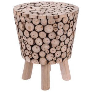 Taboret z naturalnego drewna tekowego - stołek, podnóżek