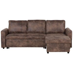 Sofa tapicerowana brązowa lewostronna NESNA