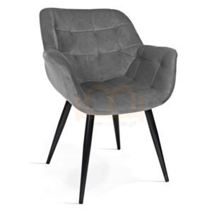 Krzesło tapicerowane kubełkowe BENJAMIN kolor ciemny szary