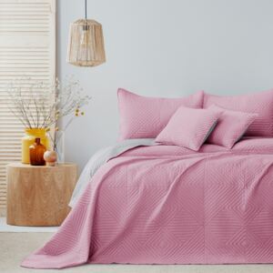 Narzuta na łóżko Pikowana Dwustronna Różowo Srebrna SOFTA 170x270 cm