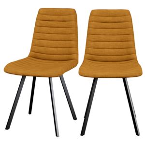 SELSEY Zestaw dwóch krzeseł tapicerowanych Kimmy żółte na metalowych czarnych nogach