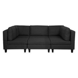 Sofa XXL tapicerowana czarna z otomaną FEVIK