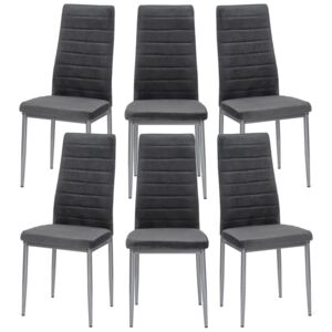 6 krzeseł tapicerowanych k1 welur popiel pasy nogi srebrne