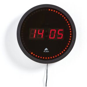 Zegar ścienny elektroniczny, Ø 300 mm, czarny