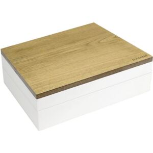 Pudełko na biżuterię podwójne supersize wood biało-beżowe