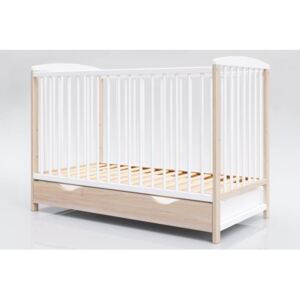 Łóżeczko niemowlęce KACPER z szufladą 120/60 cm, kolor sonoma-biały