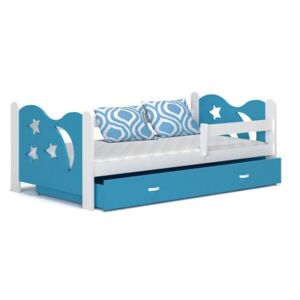 Łóżko z szufladą i barierką MIKOŁAJ 160x80cm kolor biało-niebieski