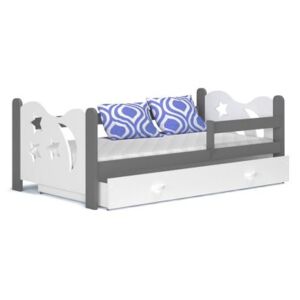 Łóżko z szufladą i barierką MIKOŁAJ 160x80cm kolor szaro-biały
