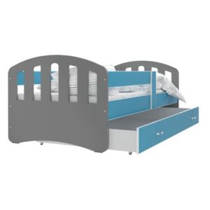 Łóżko z szufladą i barierką HAPPY 160x80cm kolor szaro-niebieski